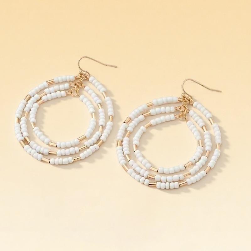 

New Fashion Multi-layer Color Rice Bead Earrings Casual Dating Women s Earrings