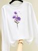 (Asian Size) butterfly cute o-neck Graphic Print T Shirt Women Clothing Tee autumn winter spring Casual Fashion Top Long Sleeve T-shirts