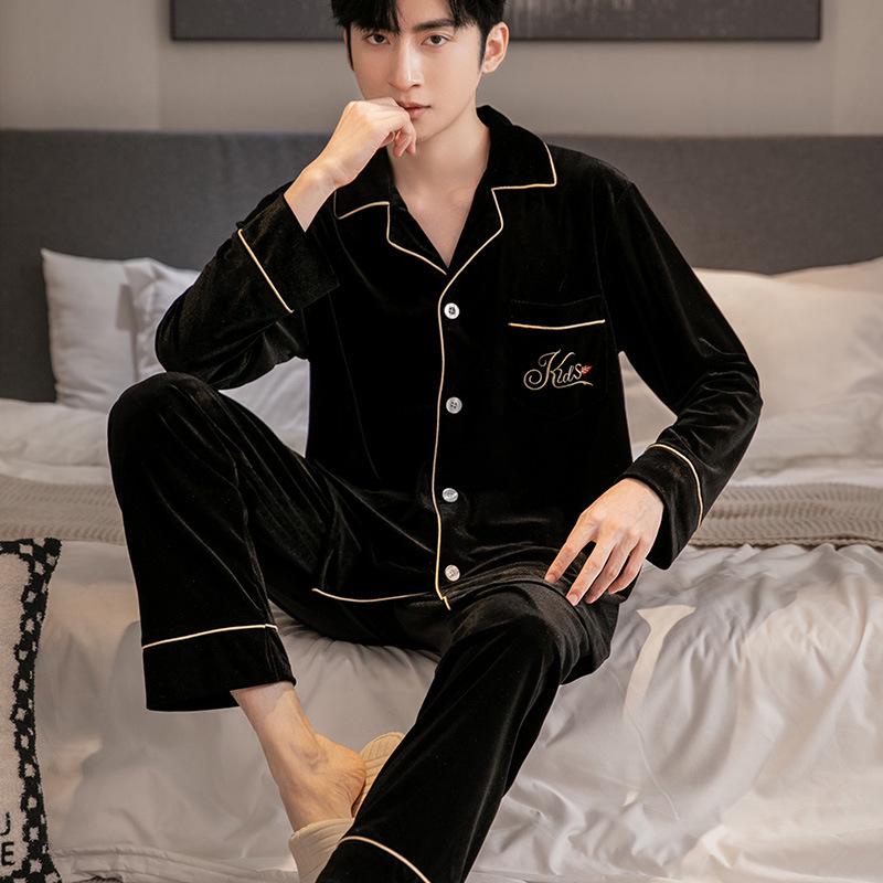 2025 Gold Velvet Autumn Pajamas: Comfortable Casual Two-Piece Homewear Set