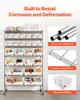 7-Tier Rolling Bin Storage Rack, 24 Organizer Bins, Bin Rack Storage Steel Wire Shelving System with Wheels, Mobile Tool Organizer for Garage,
