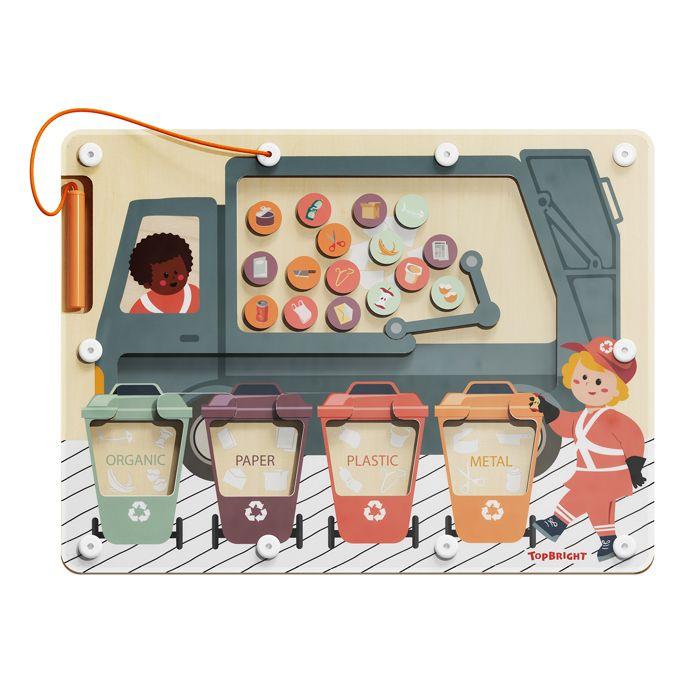 Montessori třídič odpadu - TOP BRIGHT - Magnetické bludiště - 3 roky - Kov - Papír - Plast