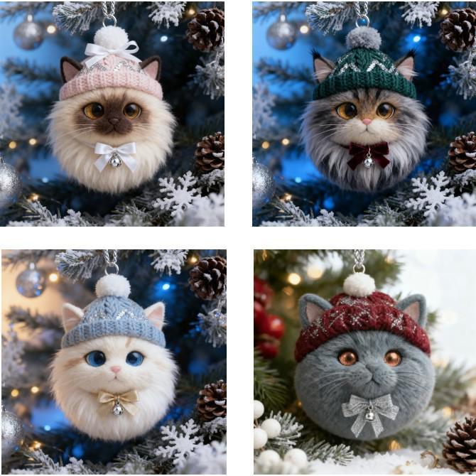 Cute Cartoon Cat Acrylic Fur Ball Pendant