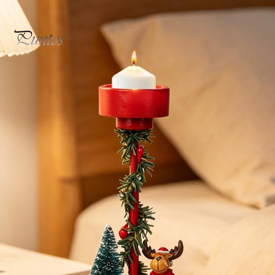 Unique Souvenir Gift Christmas Reindeer Candle Holders, Red Cartoon Candlestick Cute Holder Winter Holiday for Tealight Candles, Table Centerpieces