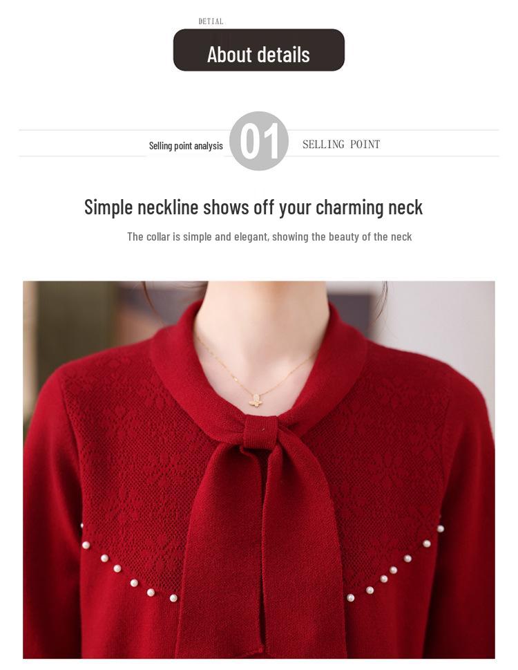 Women's High-End Wool Sweater: Slim Fit, Scarf Collar, Versatile Fashion Design