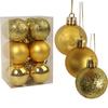 Set of 12 Mixed Plastic Baubles In Gold Color