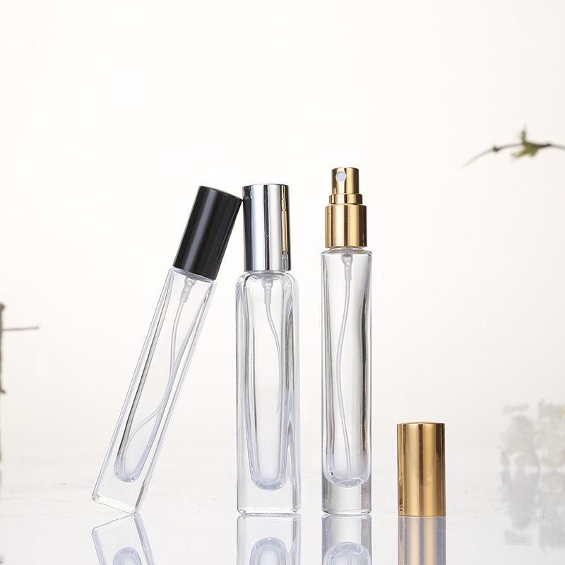 Square Clear Glass 10ml Screw-Top Perfume Atomizer Bottle with Rollerball