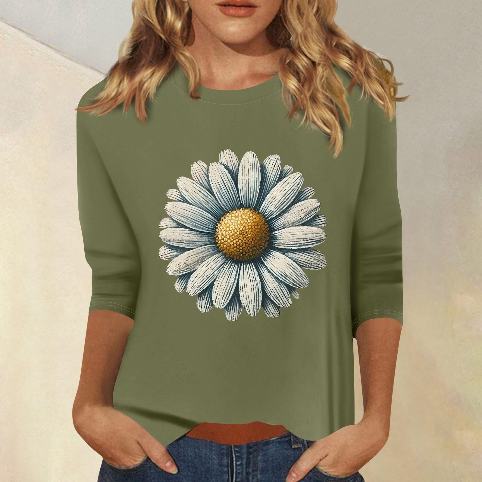 

Женская мода повседневный принтованный топ с семью рукавами и круглым вырезом XL