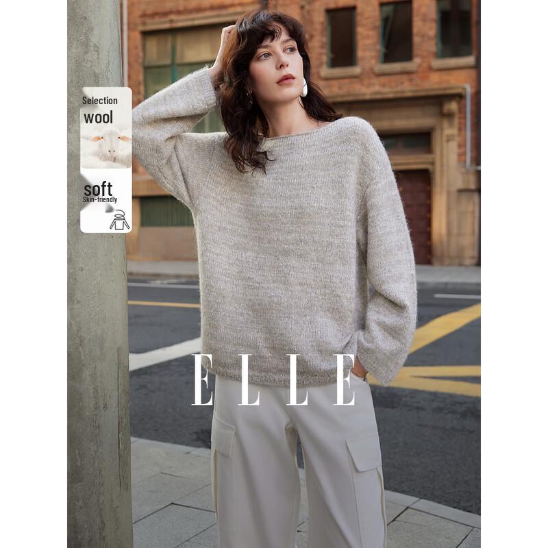 ELLE Women s Merino Wool Loose Knit Sweater S