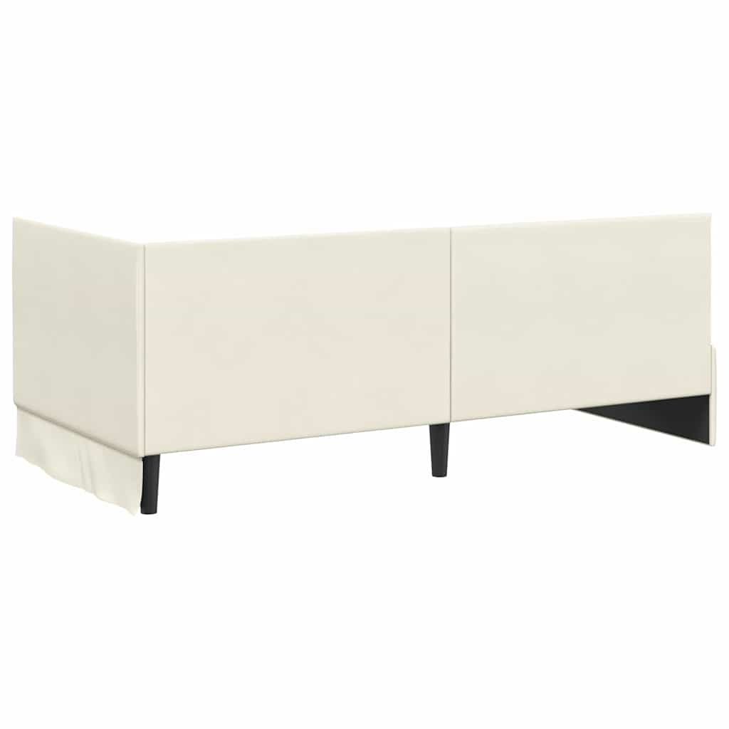 Corner Bed Frame with Mattress 2 Pcs Cream Velvet