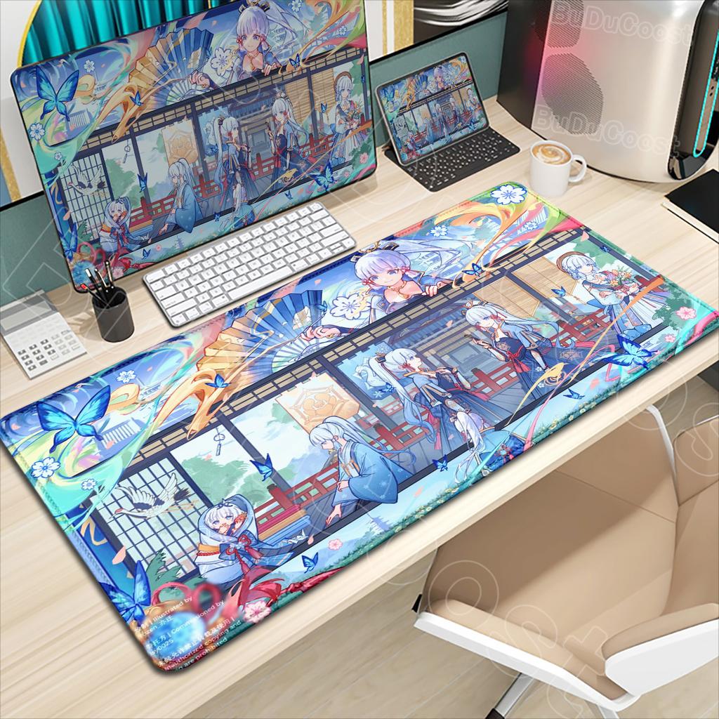 Beautiful Kamisato Ayaka Genshin Impact Mouse Pad Large Desk Mat Keyboard Office Rubber Game PC Non-slip Mousepad XXL Accessorie