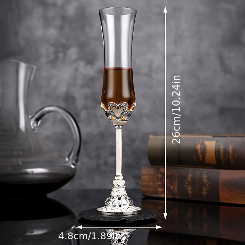 1pc Champagne Glass With Metal Stem Lead-Free Crystal Champagne Flute Premium Vintage Champagne Goblet For Bar Pub Club Restaurant And Home Use Drinkw