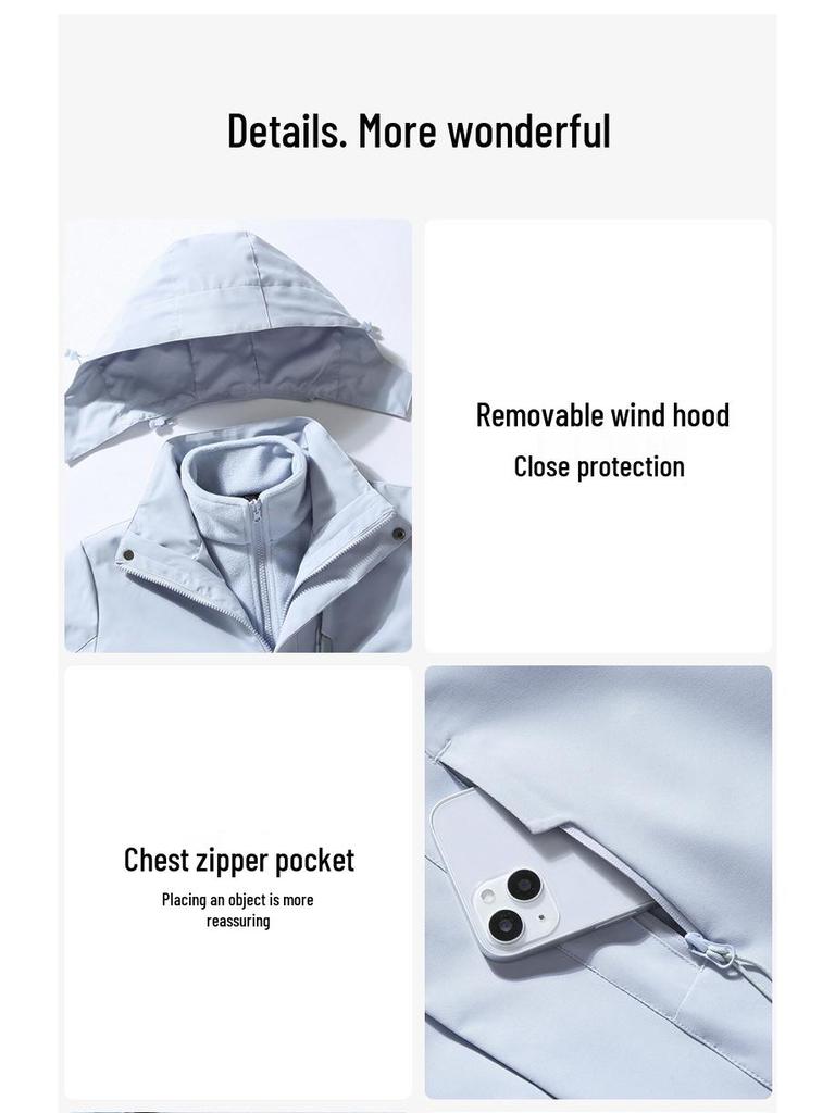 2024 Autumn Mountain System Outdoor Windbreaker: Couple's 3-in-1 Waterproof Jacket for Travel & Hiking