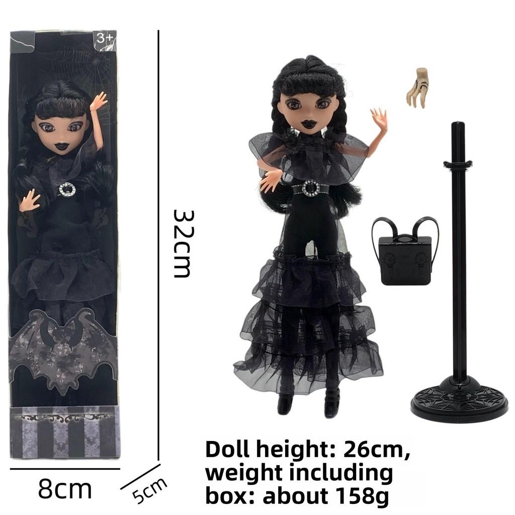 Wednesday Addams 9 Zoll PVC-Puppe mit Schuluniform und dunklem Stil Dekor