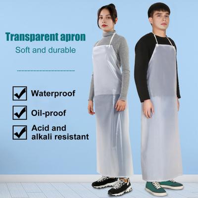Waterproof Transparent PVC Apron 43" X 31" Unisex Heavy Duty Aprons Clear Plastic Oil Stain Resistant Aprons for Kitchen