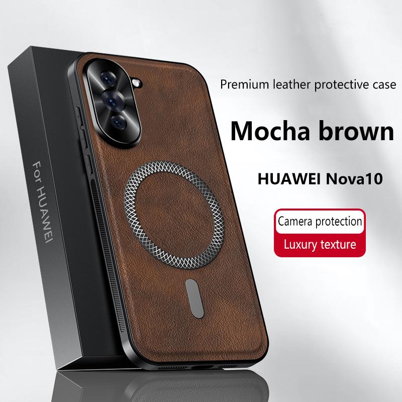 For Huawei Nova 10 & Nova 10 Pro Case Magnetic Elegant Leather Wear-Resistant Lens Fully Covered Non-Slip Grip Edge Cover Shell