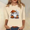 Women's Fashion Casual Three-quarter Sleeve Halloween Printed Round Neck Top
