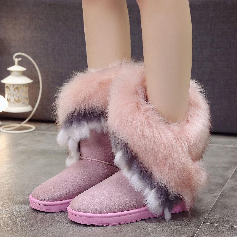 Fashion Winter Round Toe Plush Mid Calf Furry Snow Boots for Women High Quality Hot Woman Shoes Non Slip Lamb 2025 New in Y2k Footwear