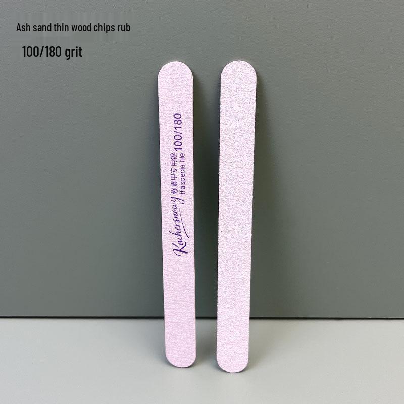 Durable, washable, ultra-thin double-sided wood nail file for polishing and shaping natural nails.