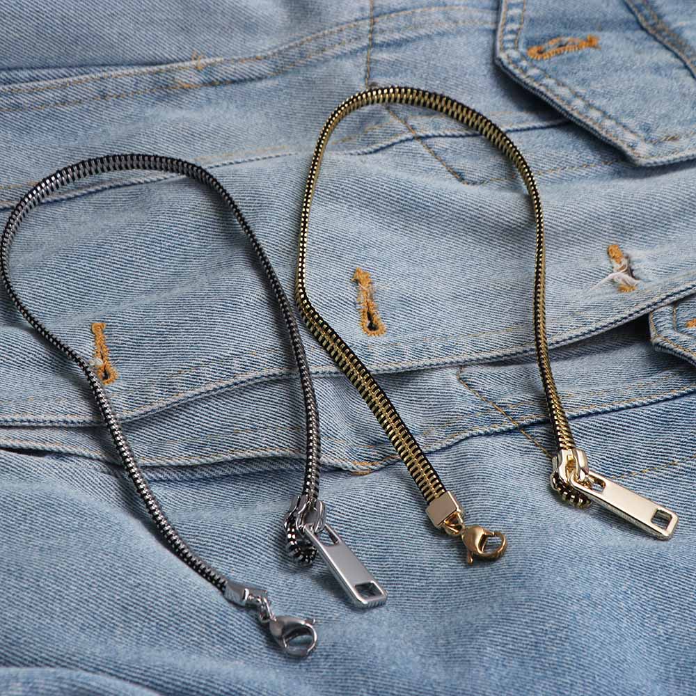 Choker Ziehbar Reißverschluss Pullover Kette Hip-Hop Schlüsselbein Halskette Schmuck Reißverschluss Halskette Jungen