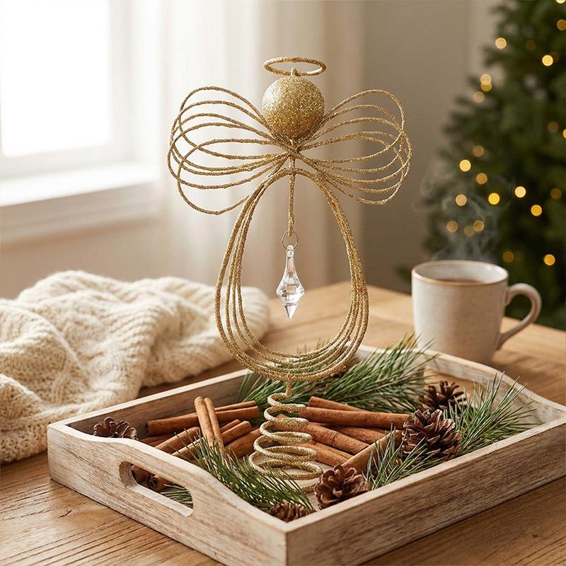 Angel Christmas Tree Top Star Ornament, Christmas Scene Arrangement Christmas Tree Decoration Tree Top Star