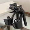 Summer Open Toe Square Heels Buckle Strap Zipper Sandals Women Fashion Platform Pumps Shoes Large Size 45