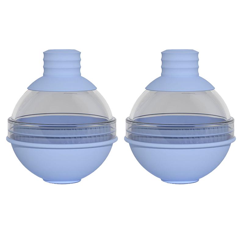2/4 Grid Silicone Whiskey Ice Ball Maker Mold with Built-In Funnel 3D Baseball Shape Easy Fill And Release for Unique Ice Cubes