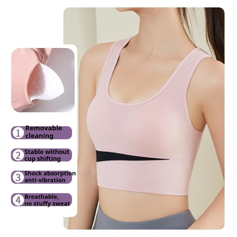 Bra Color Block Push-Up Sports Bra for Women Shockproof Beautiful Back Fitness Yoga Brassiere Wearable Outside