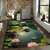 1pc Non-Slip Crystal Velvet Area Mat - Vibrant Pink & Yellow for Lotus Pond Scene, Soft Polyester Floor Mat with Rubber Backing