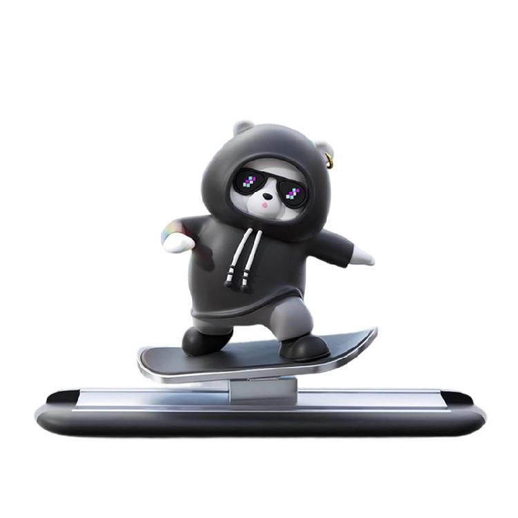 Lovely Skateboard Bear Car Interior Center Console Screen Ornaments Automatic Sliding Decoration Adhesive