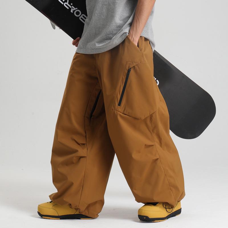 New Unisex Windproof Waterproof Ski Pants - Warm, Solid Color, Loose Fit for Outdoor Snowboarding