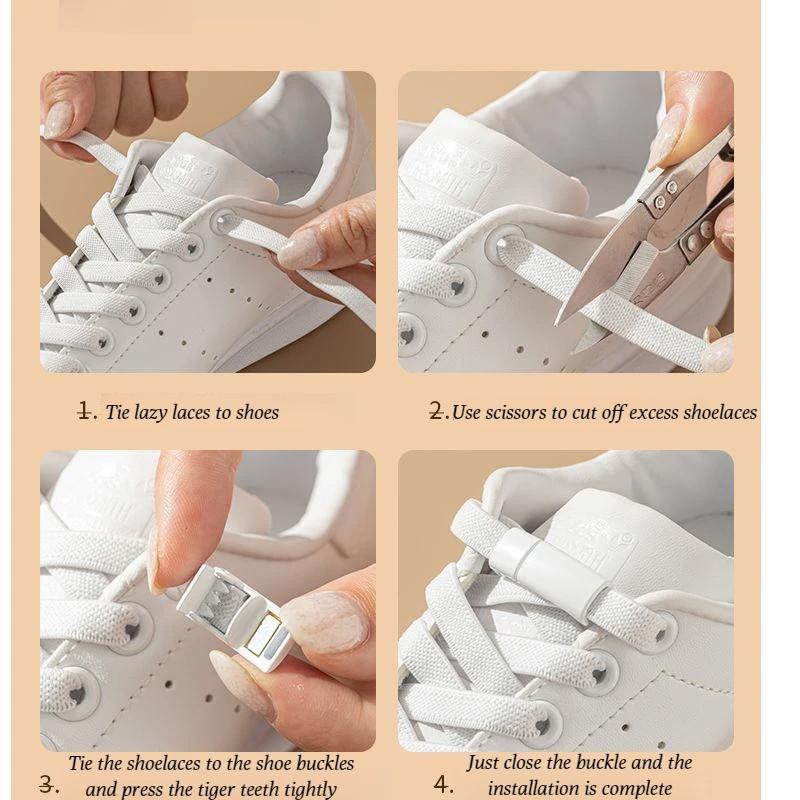 1Pair Magnetic Lock Shoelaces without Ties Flat Elastic Laces Sneakers Boots No Tie Shoelace Rubber Bands for Shoes Accessories