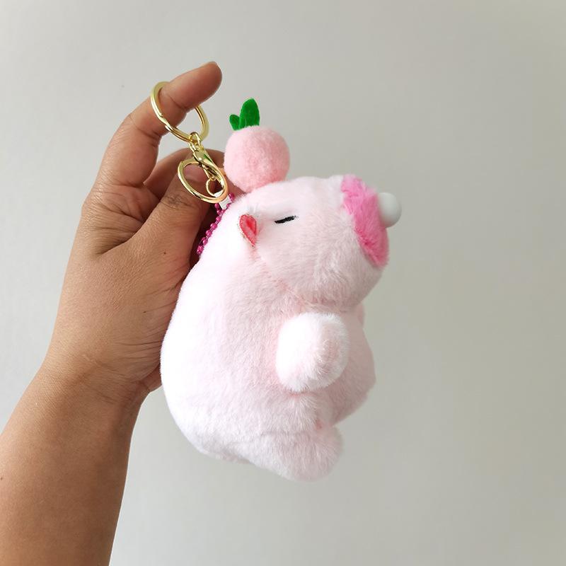 Creative Kapibala Keychain Pendant That Can Spit Bubbles Cute Capybara Schoolbag Hanging Ornament Grab Machine Doll