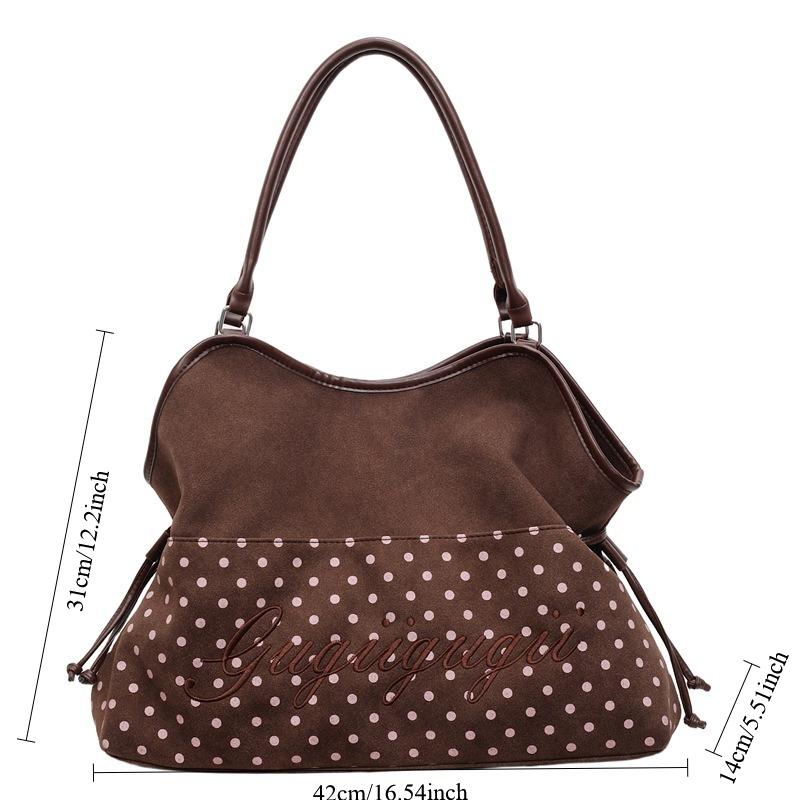 Women's Shoulder Bag Fashion Sweet Polka Dot Handbag Korean Casual Versatile Leopard Print Brown Frosted Tote Bags