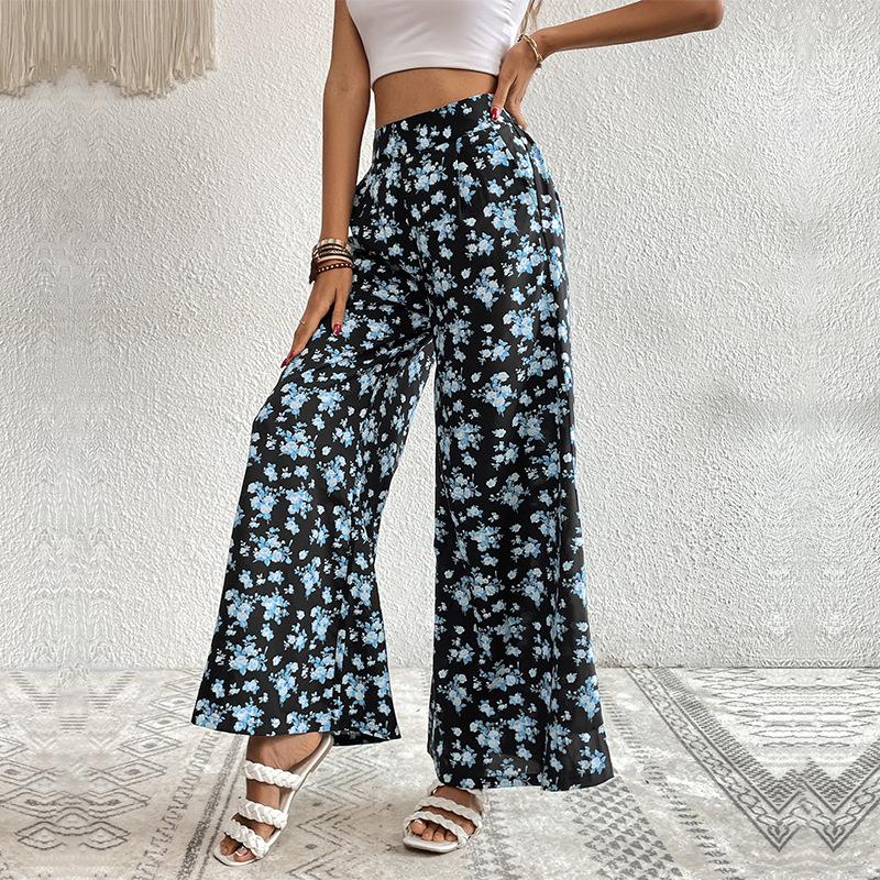 New Style Printed Wide-leg Pants with A Loose and Flowing Fit for Summer