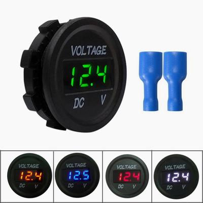 Auto Motorrad Voltmeter DC 5-48V Mini Digital Wasserdichtes LED Panel Tester Anzeige Rundes Voltmeter Messgerät
