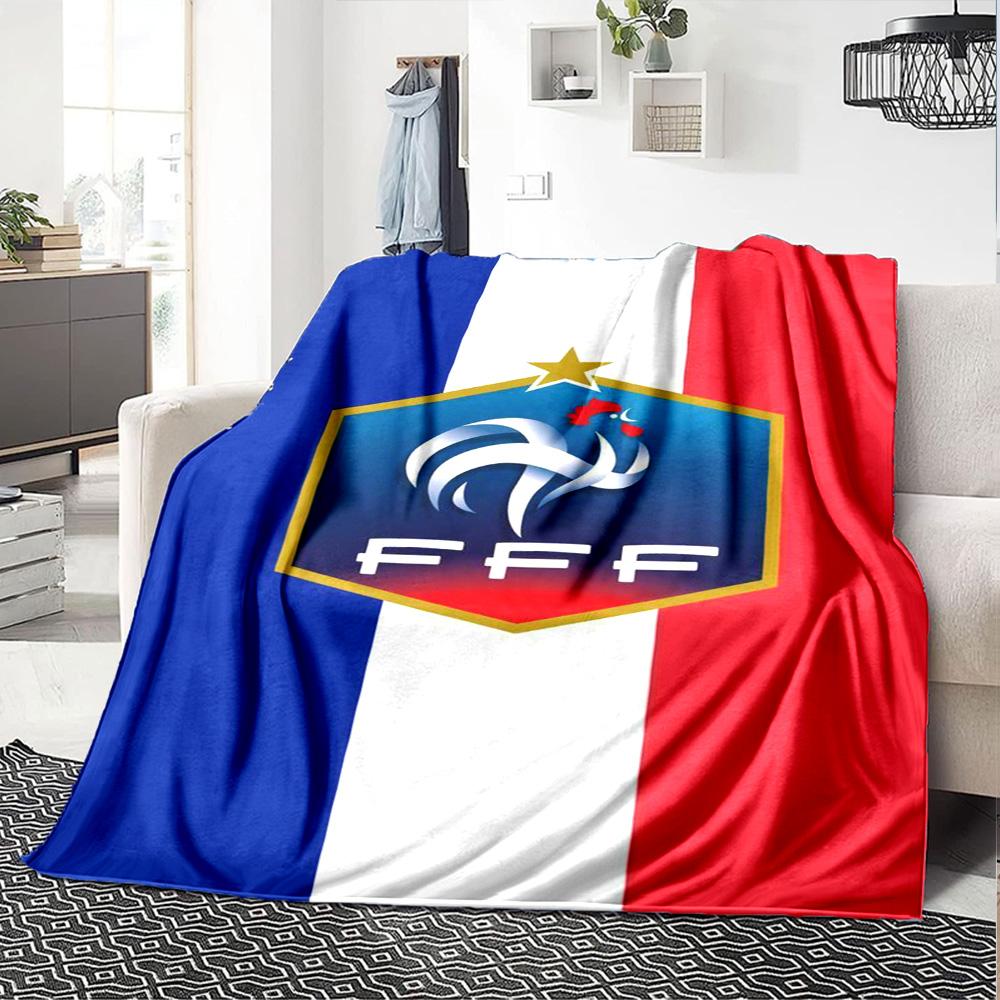 France FFF Print Flannel Blanket High Quality Warm Comfortable Cover for All Seasons Perfect for Gifts Home Decor