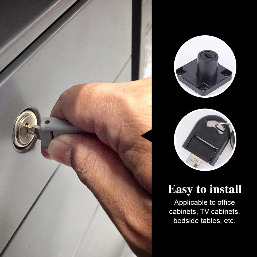 Cam Lock 19Mm Diameter 32Mm Length Black Zinc Alloy Drawer Lock for Office Files Cabinet Mailbox Desk Cupboard Tools Box Locker