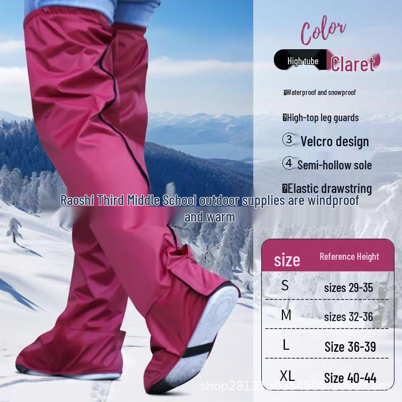 Unisex Wasserdichte High-Top Regenhosen und Überschuhe für Radfahren und Reiten - Strapazierfähig und Verdickt. M (Size 32-36) rot