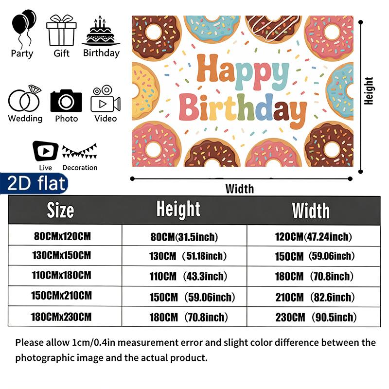 Birthday Gifts Donut Celebration Banner, Polyester Backdrop for Home Decor & Party Supplies