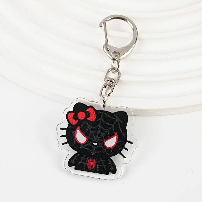 Japanese Acrylic Cute Pendant Cat Spiderman Car Keychain Doll Cartoon School Bag Pen Bag Accessories Children Toys