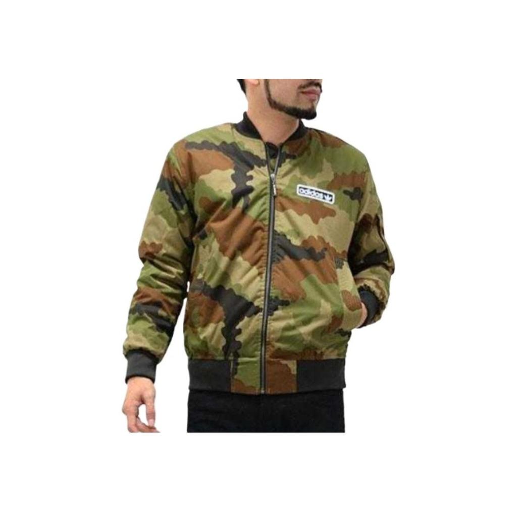Adidas Originals Stehkragen Bequeme Atmungsaktive Strapazierfähige Jacke Herrenjacke Camouflage-Grün AB7671