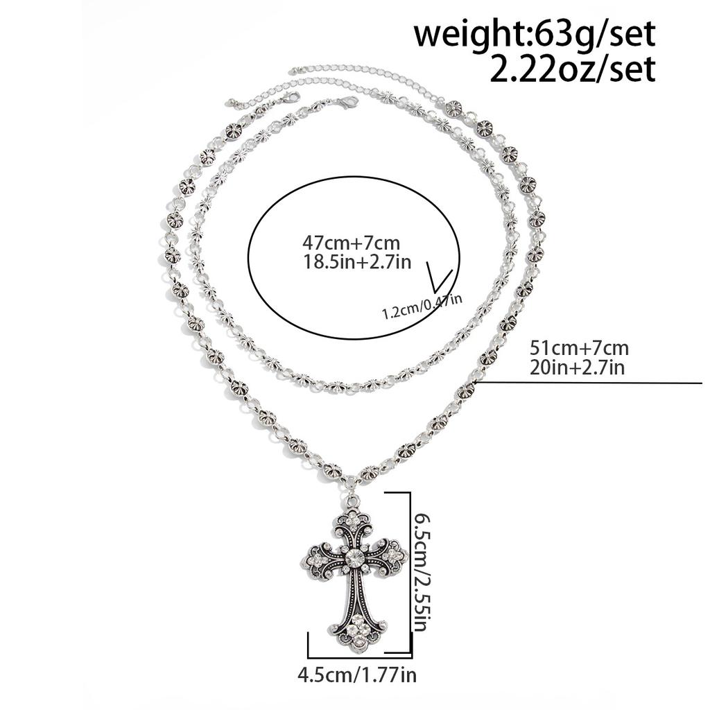 European and American Hip-hop Niche Diamond-encrusted Cross Necklace Men's High-end Sense Personalized Men's Collarbone Chain Jewelry