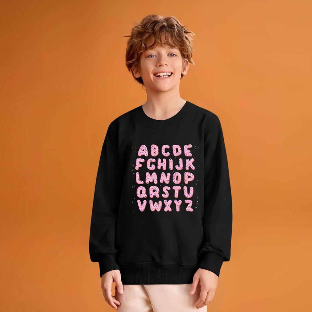 Vaikiška mada Laisvo kirpimo kasdienis ilgomis rankovėmis Kalėdų rašto didelio dydžio apvalaus kaklo džemperis