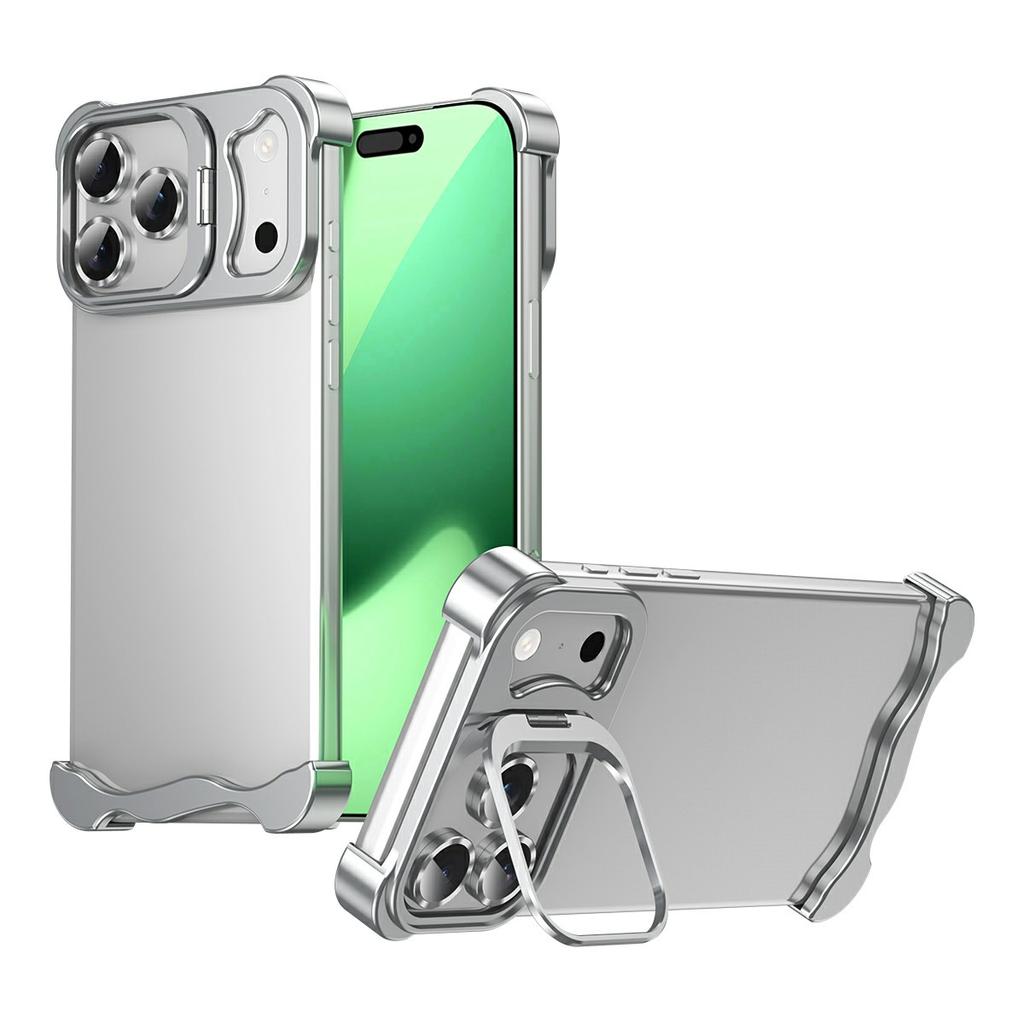 For iPhone 17 Pro Max Bumper Case Lens Kickstand Heat Dissipating Metal Corner Phone Cover