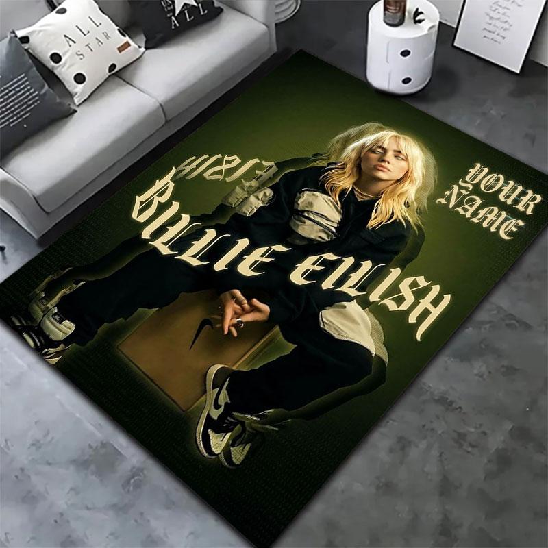 Billie Eilish Custom Name Carpet Rug for Living Room Bedroom Home Sofa Decoration,Kids Play Non-slip Floor Mat