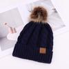 European and American fashion solid color simple warm comfortable knitted hat hairball decoration windproof face small wool hat