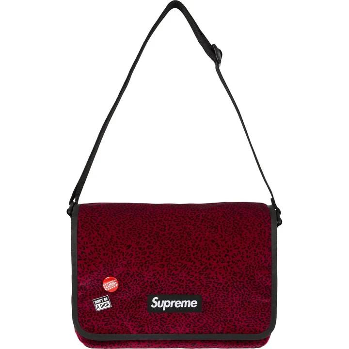 Supreme Velvet Small Messenger Bag Red Leopard