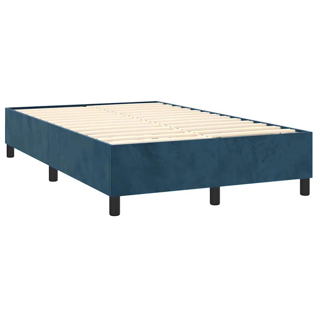 Box Spring Bed with Mattress Dark Blue 120x200 cm Velvet
