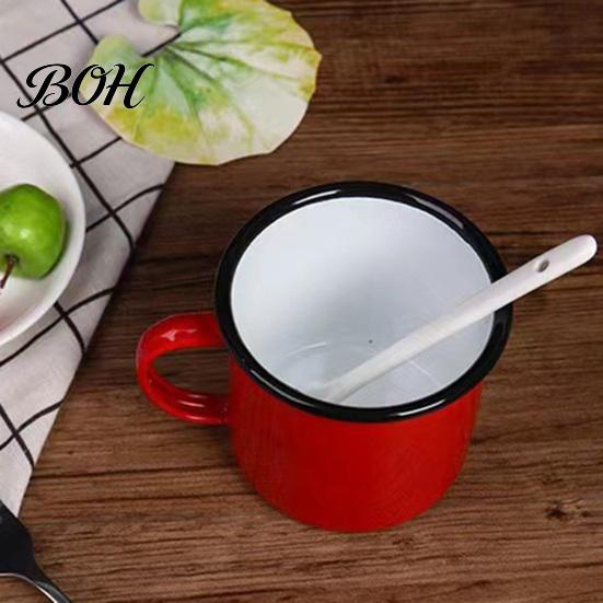 Durable Steel Water Cup Enamel Coffee Mug with Handle, Retro Style Cup, Smooth Lead Free Drinking Vessel Surface Portable for Hot Tea And Milk Outdoor