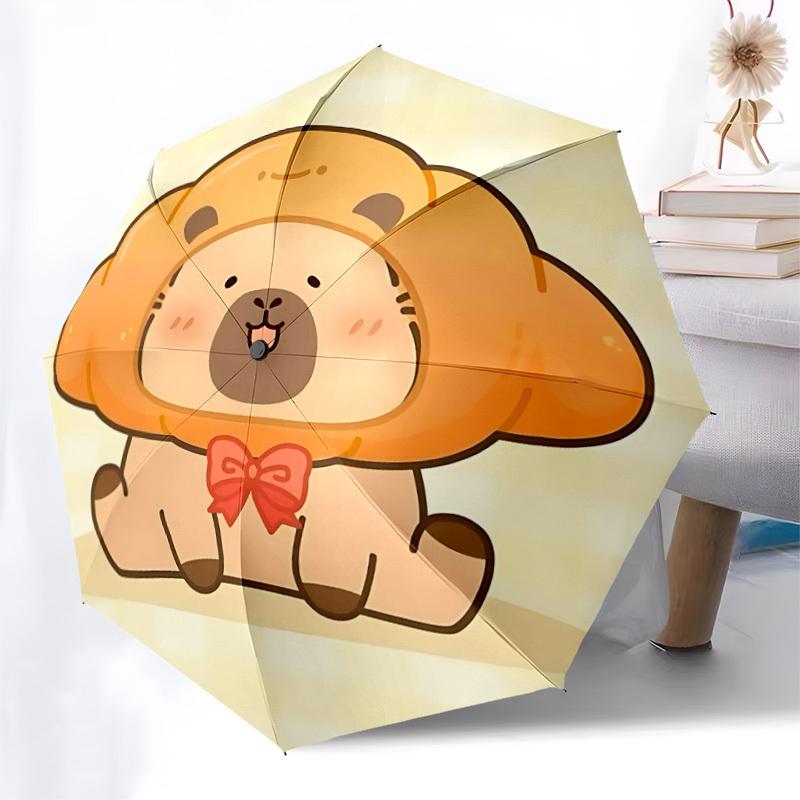 1pc Cute Capybara Pattern Automatic Umbrella Durable Iron Frame & Plastic Handle, Gift for Men & Women, Sturdy Construction Yy250905117